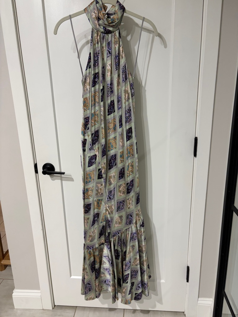 cinq à sept Dress with Sage and Navy Paisley Accents